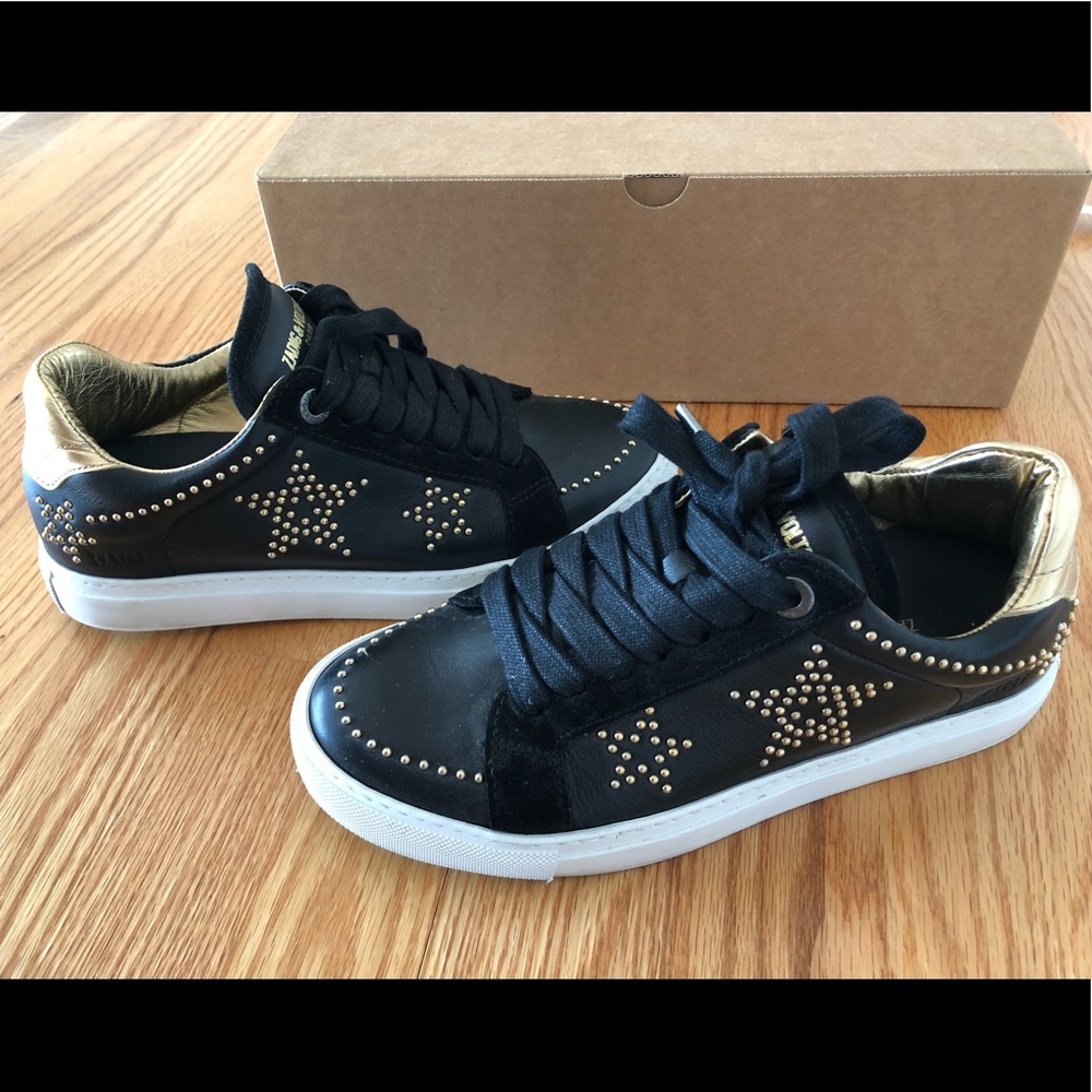 Zadig & Voltaire Black Star Studded Sneakers